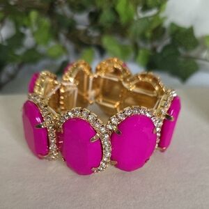 Vintage Gold and Pink Stretch Bracelet